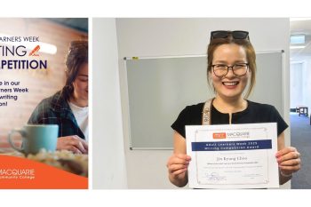 English student holding Award Certificate