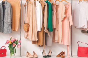 Female wardrobe with stylish cloth