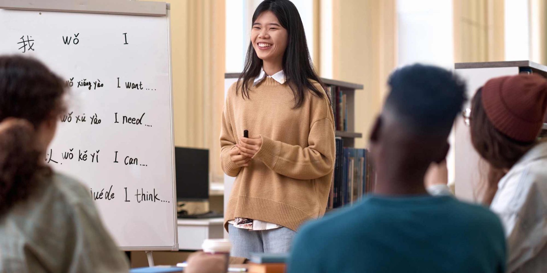 Students at class learning Indonesian