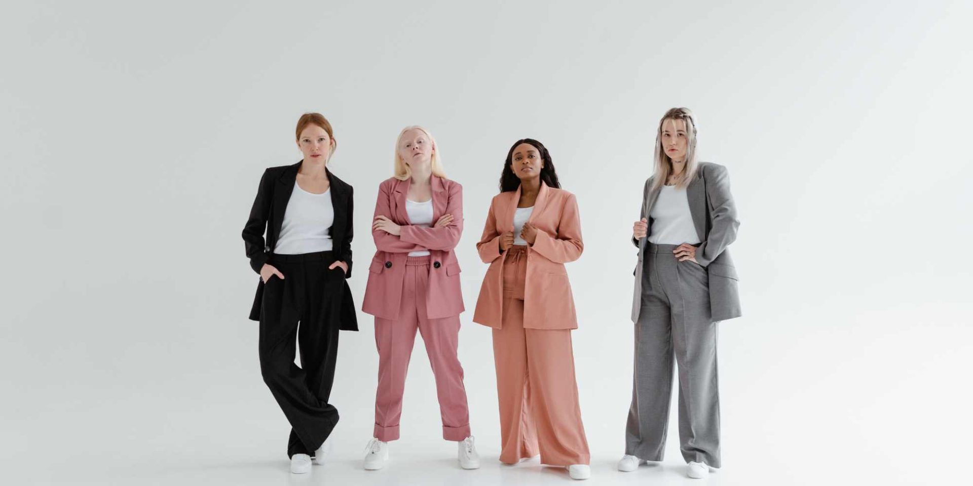 Women wering different style pants
