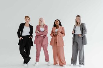 Women wering different style pants