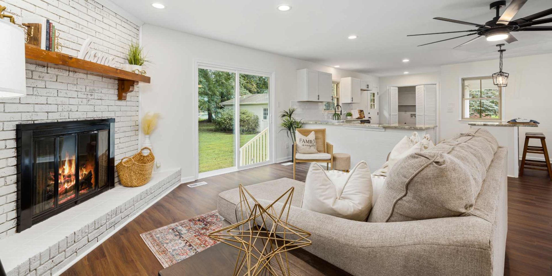 A bright, beautifully styled living room showing a harmonious colour palette with natural light.