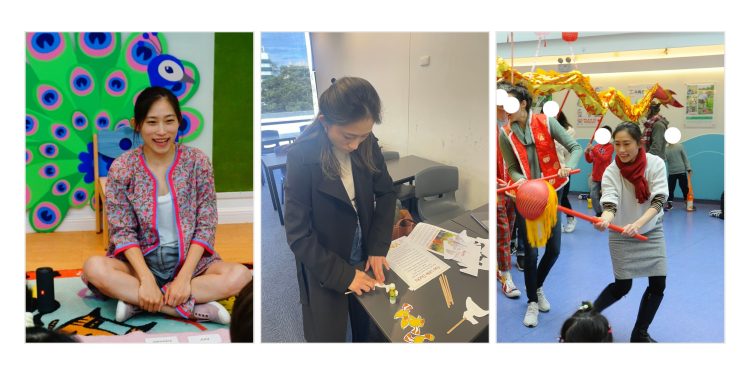 child care educator doing different activities