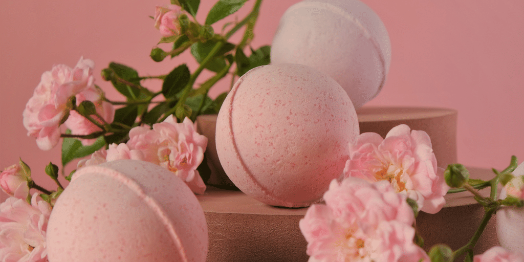 Pink and white Bath Bombs and Shower Fizzies